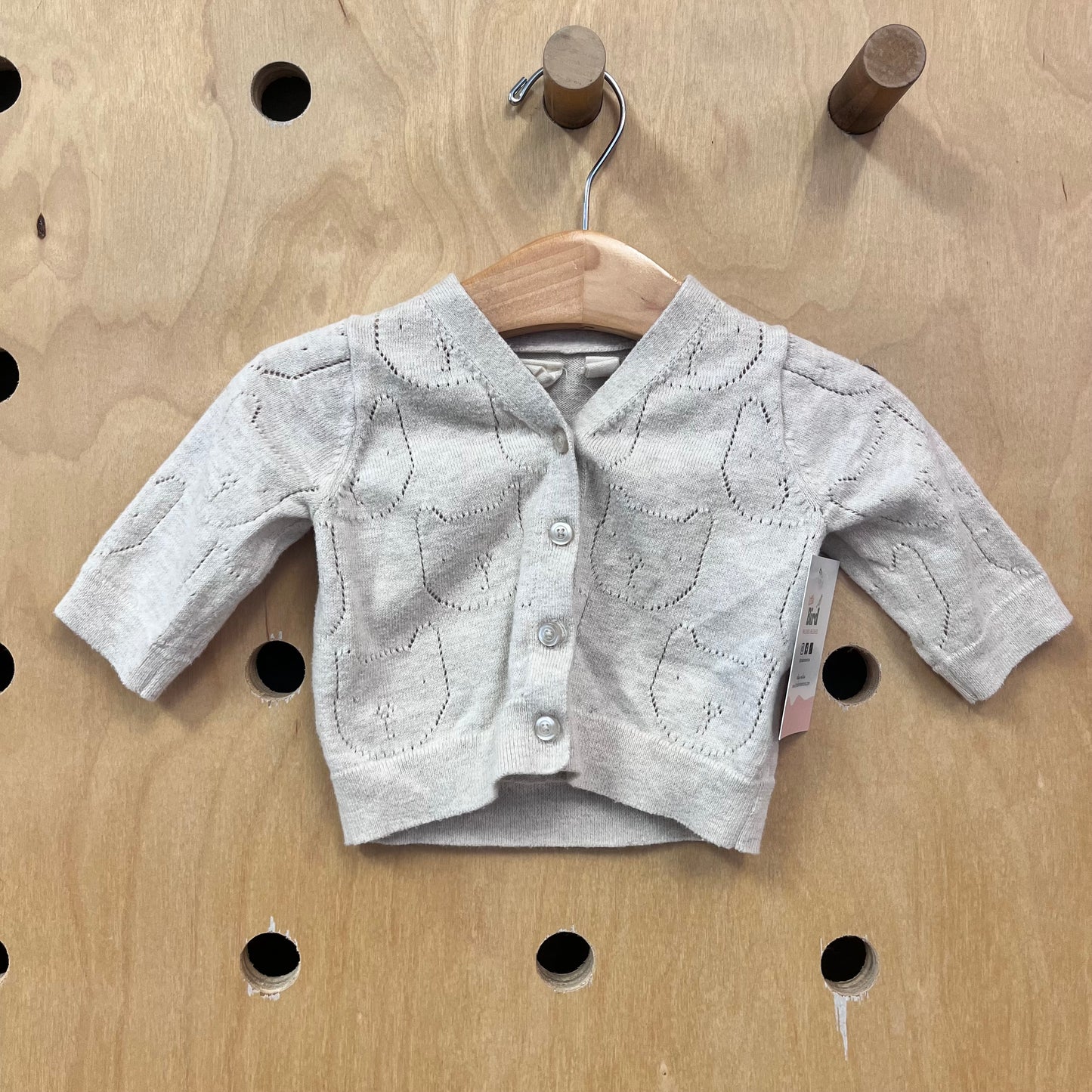 Oatmeal Pointelle Kitty Cardigan