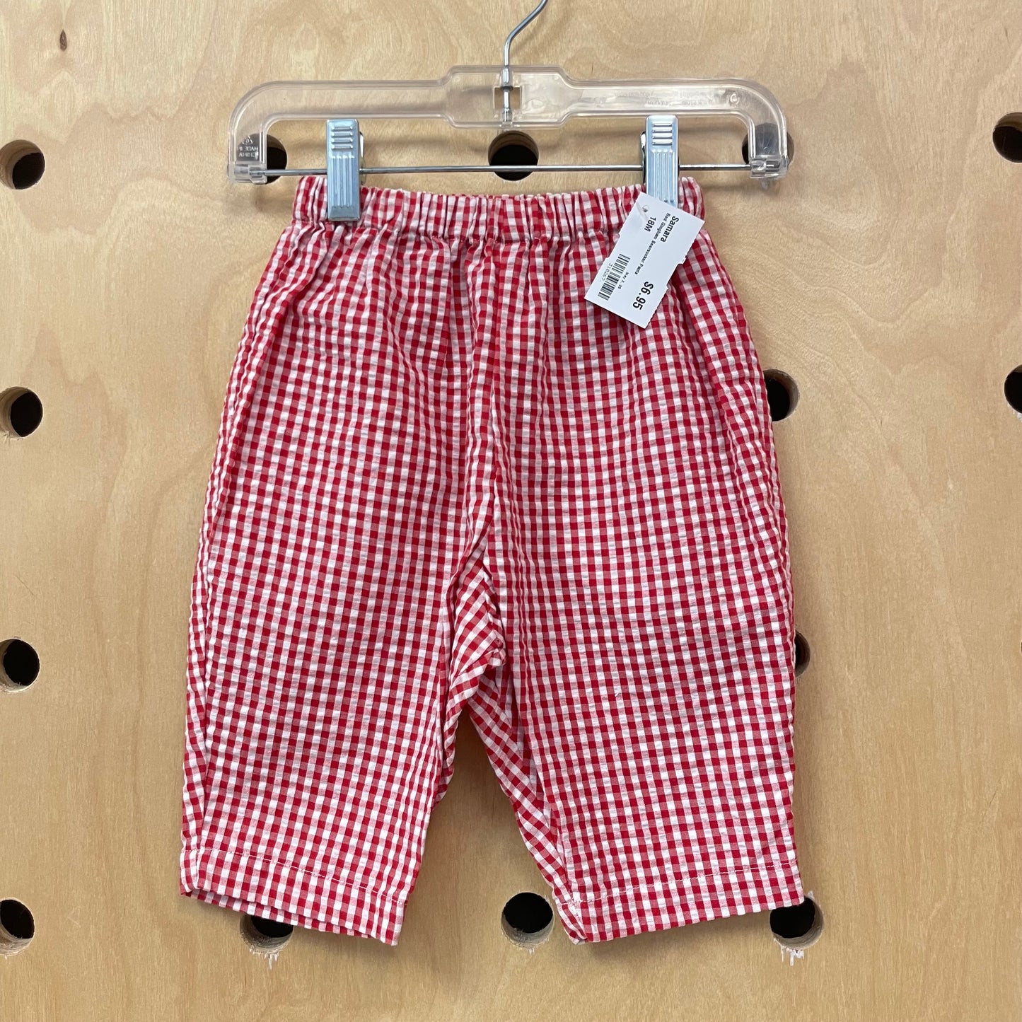 Red Gingham Seersucker Pants