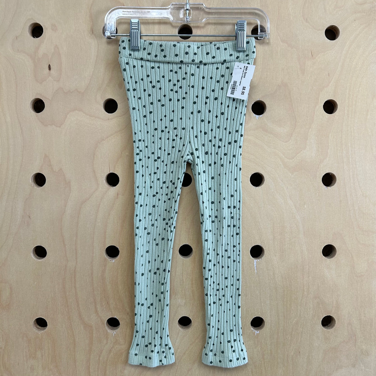 Mint Polka Dot Ribbed Leggings