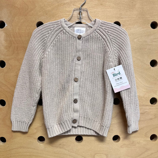 Cream Knit Button Cotton Cardigan