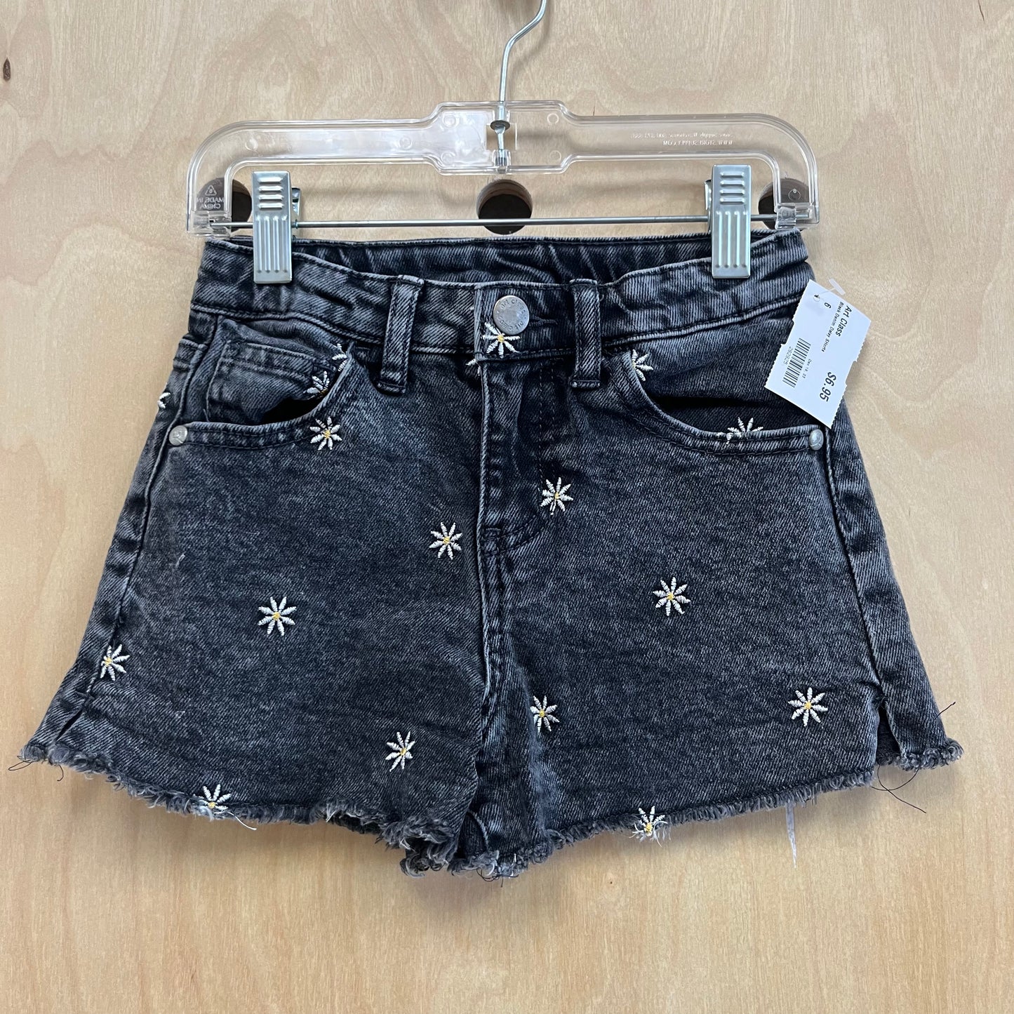 Black Denim Daisy Shorts