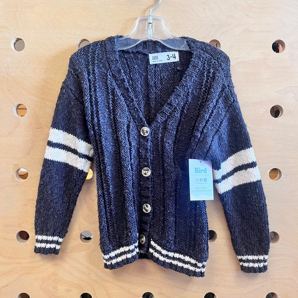 Grey/White Knit Button Cardigan