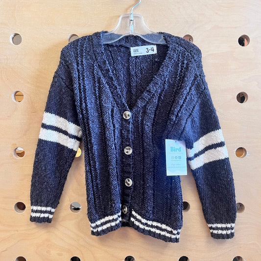 Grey/White Knit Button Cardigan