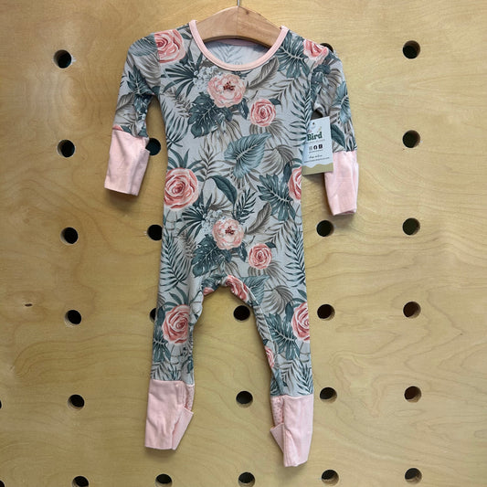 Grey/Pink Floral Bamboo Romper