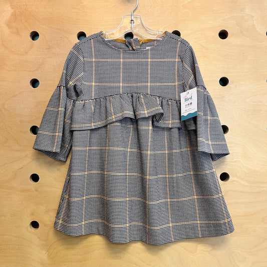 Yellow Stripe Houndstooth Dress