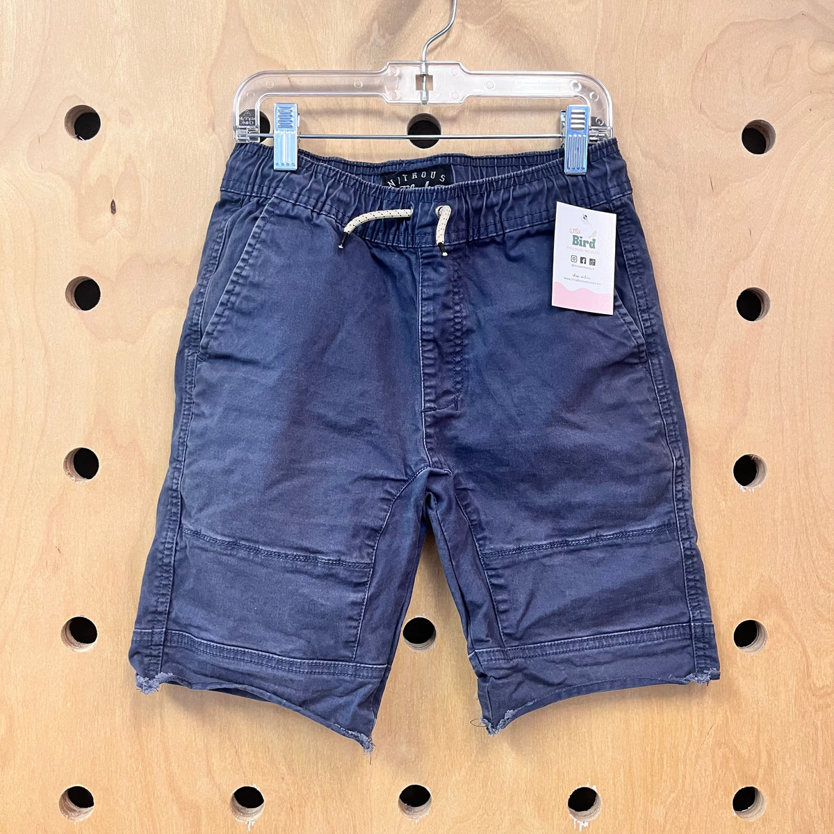Navy Raw Hem Drawstring Shorts