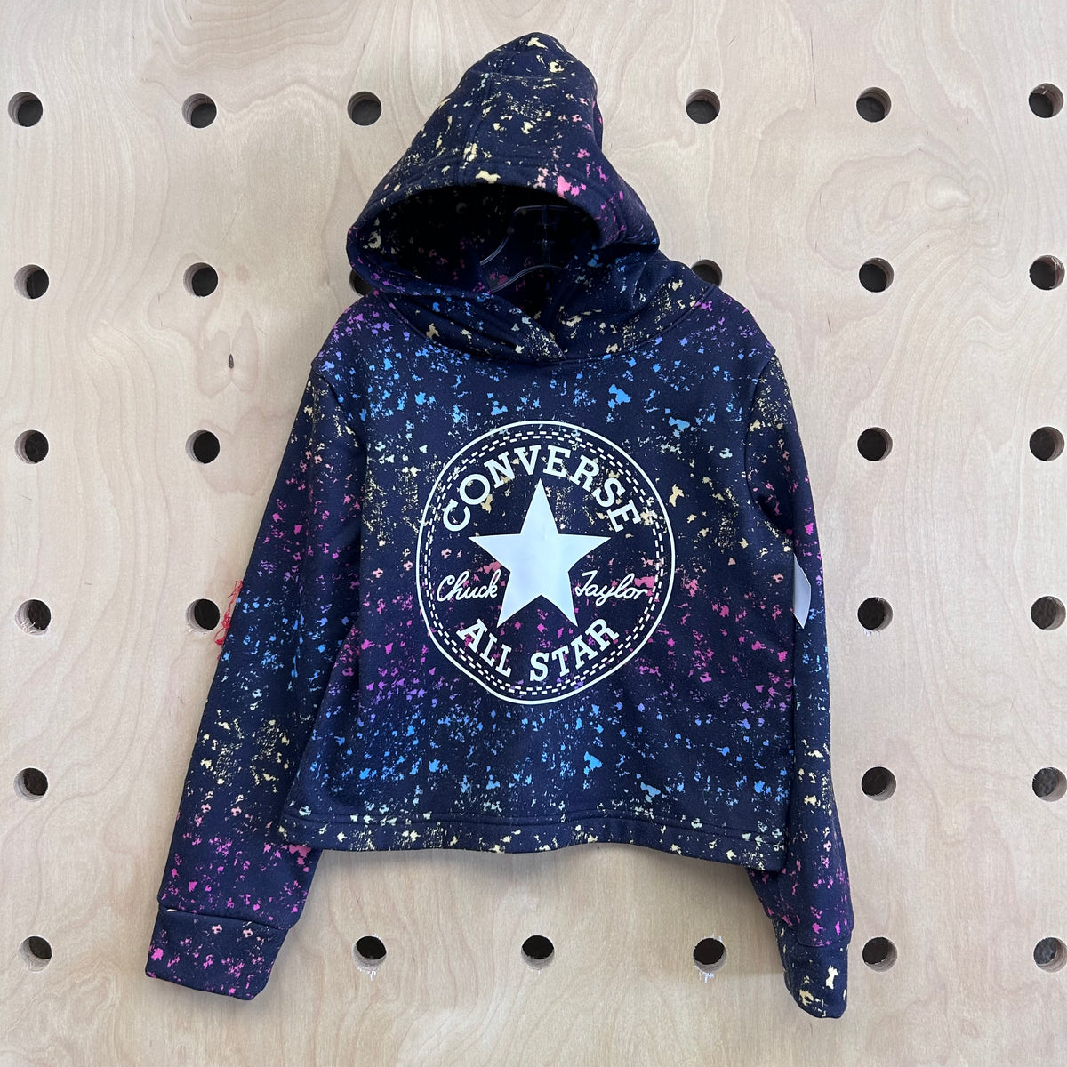 Black Colorful Splatter Crop Hoodie