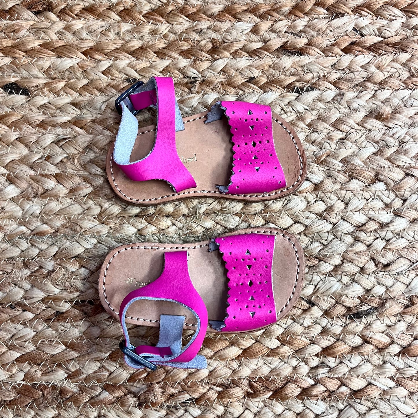 Pink Leather Cutout Sandals