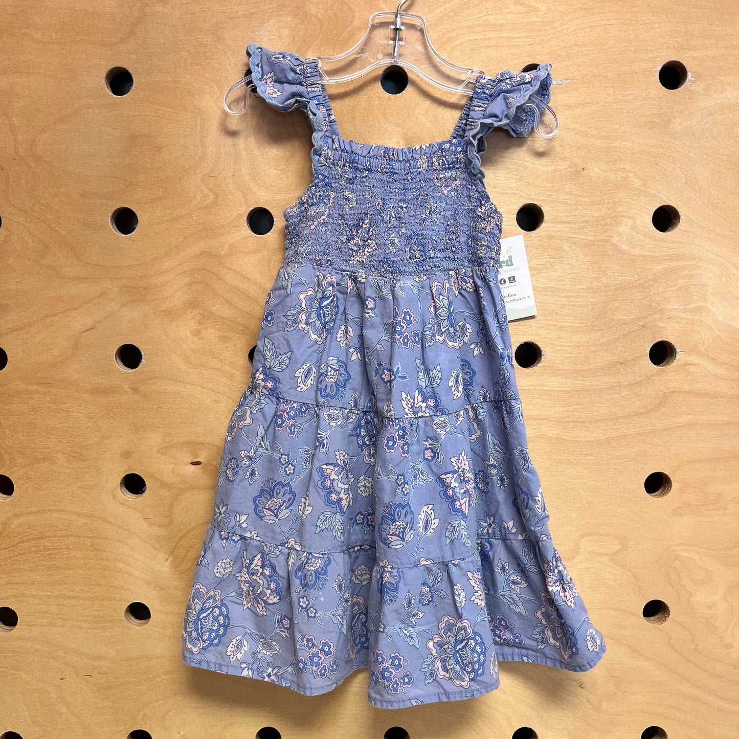 Blue/Pink Floral Smock Dress