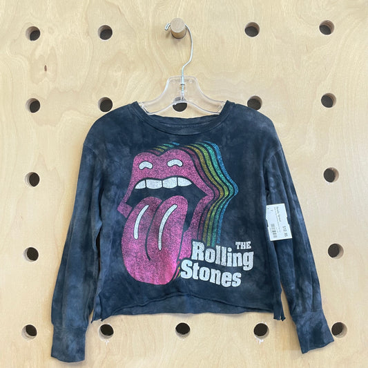 Black Tie Dye Rolling Stones Crop Top
