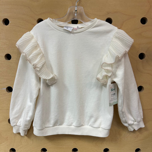 Cream Sheer Ruffle Sweatshirt