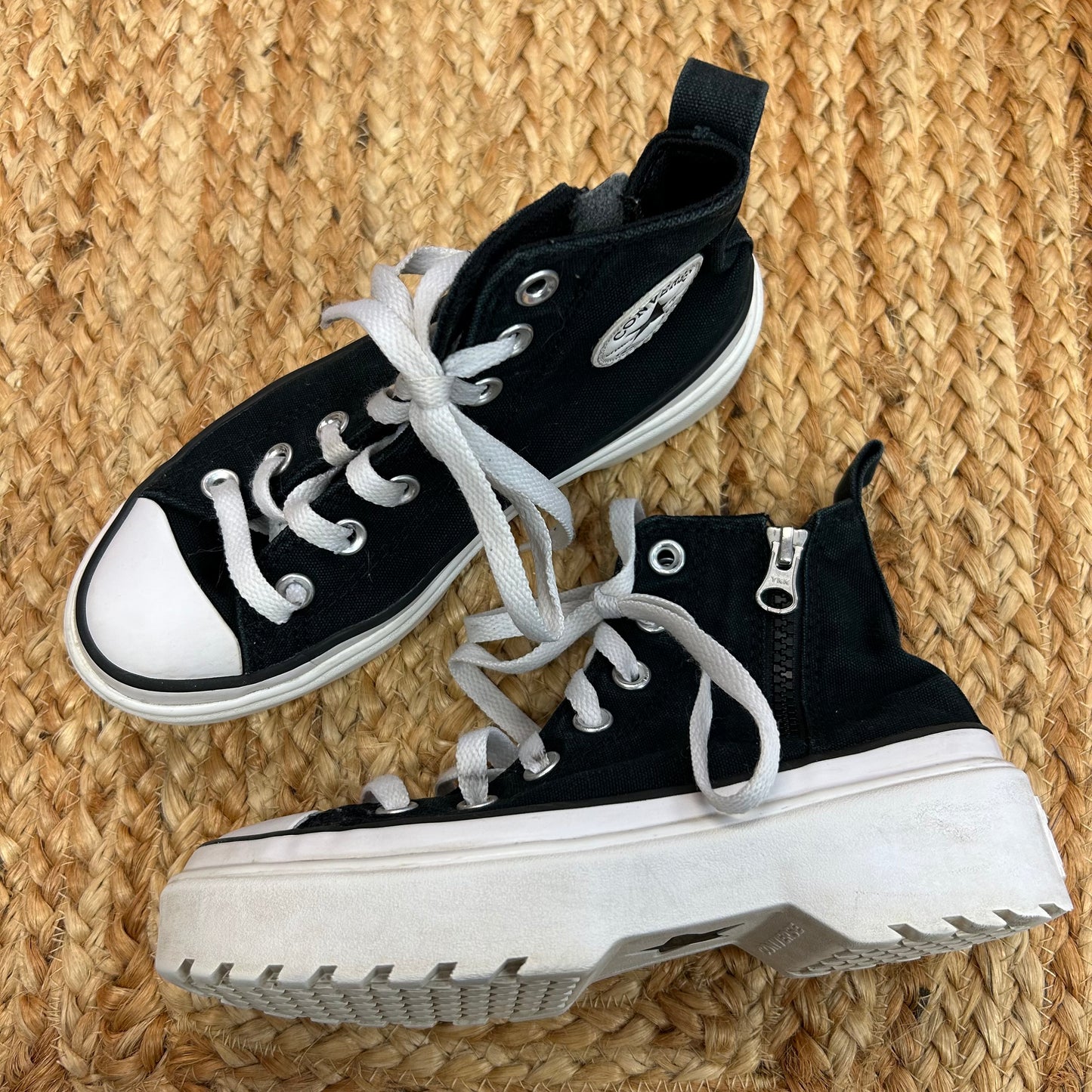 Black Platformed High-Top Sneakers W/ Zipper