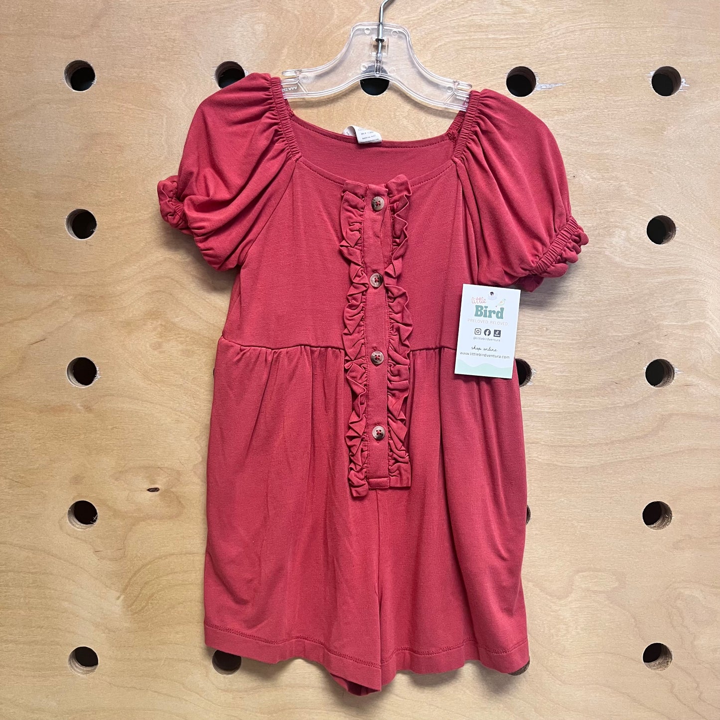Red Bamboo Ruffle Romper