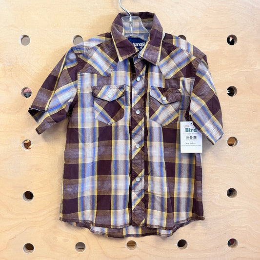 Borwn/Yellow Plaid Snap Tee