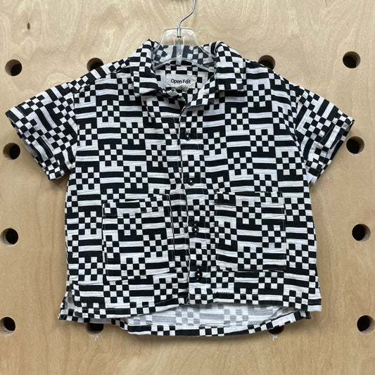 Black & White Patterned Button-Up