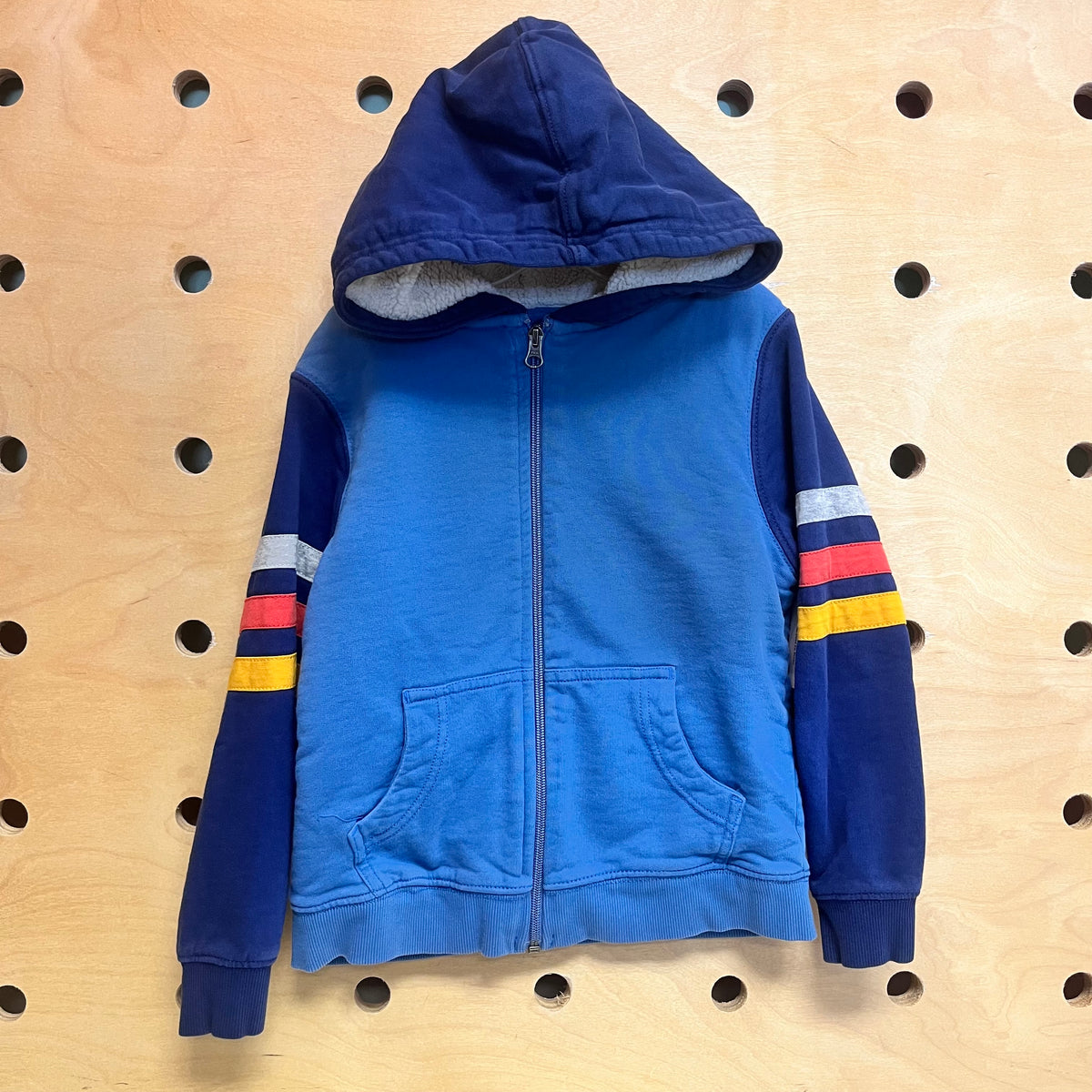 Blue Colorful Striped Lined Zip Hoodie