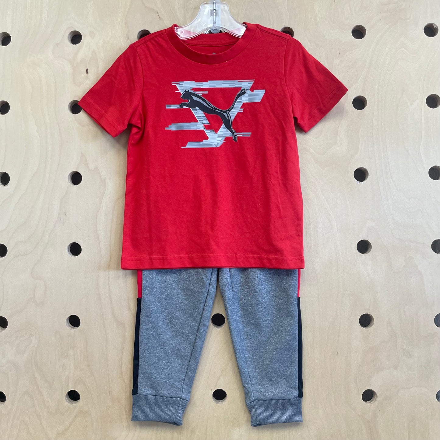 Grey + Red 3pc Active Outfit