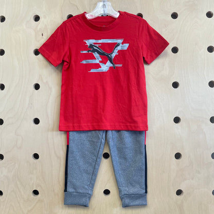Grey + Red 3pc Active Outfit
