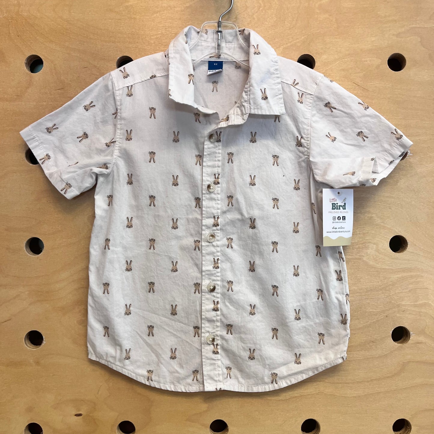 White/Tan Bunnies Button Up Tee