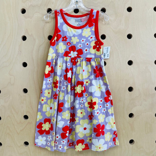 Purple + Orange Floral Dress