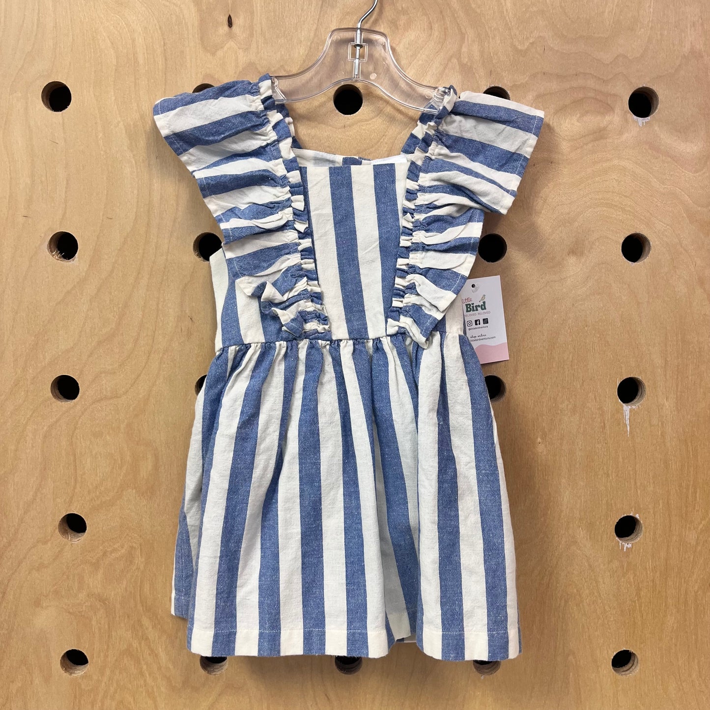 Blue Striped Linen Blend Dress