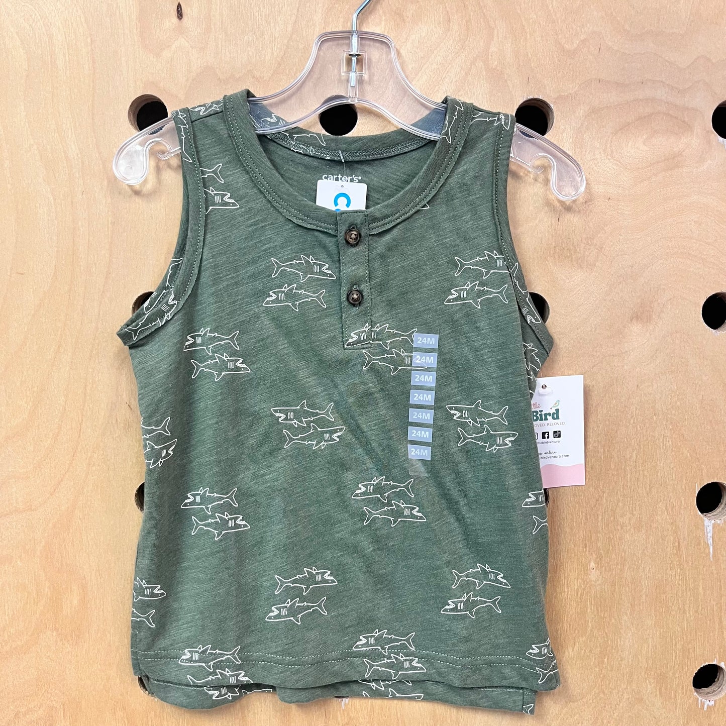 Green Sharks Henley Tank NEW!
