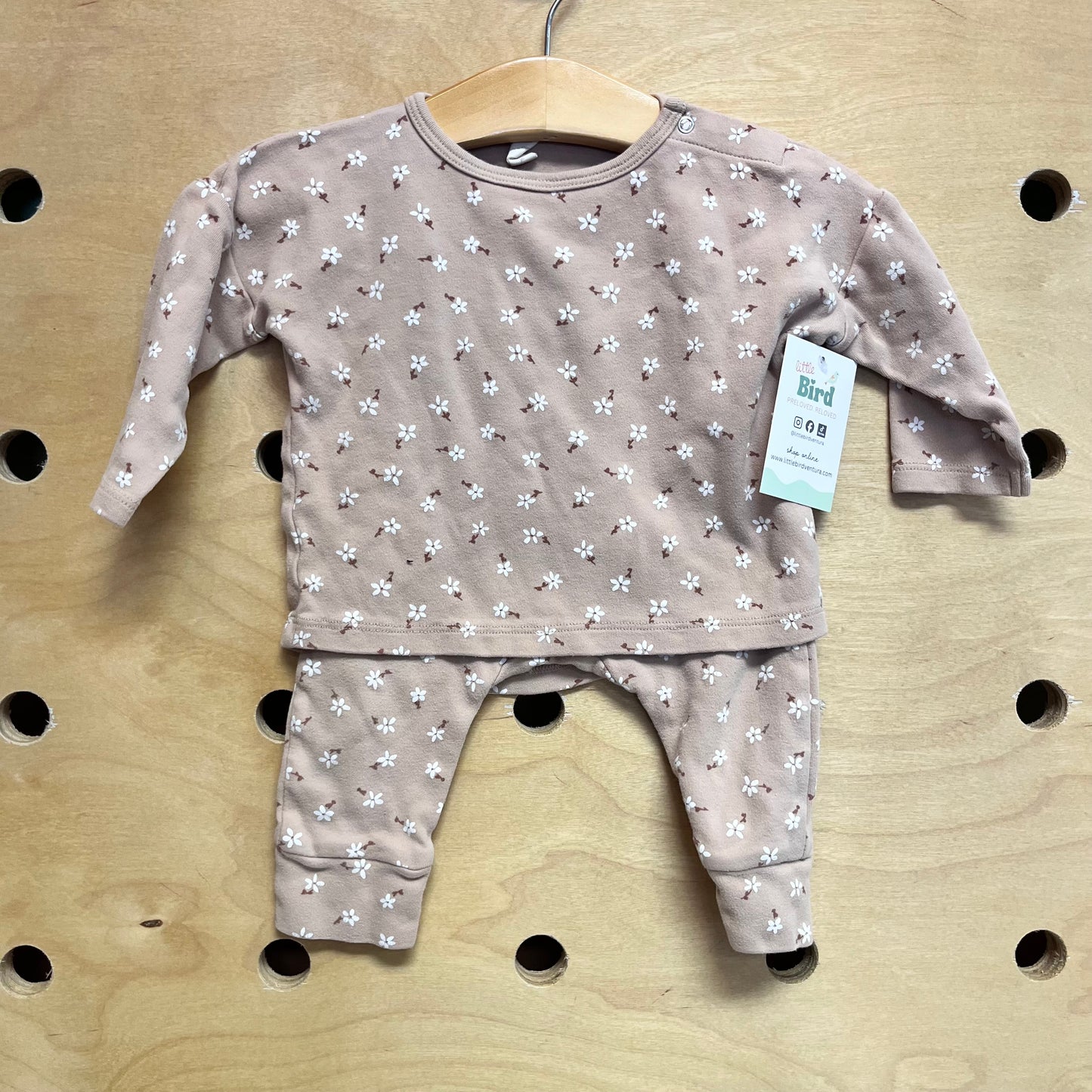 Beige Organic Floral Outfit