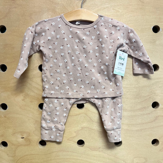 Beige Organic Floral Outfit