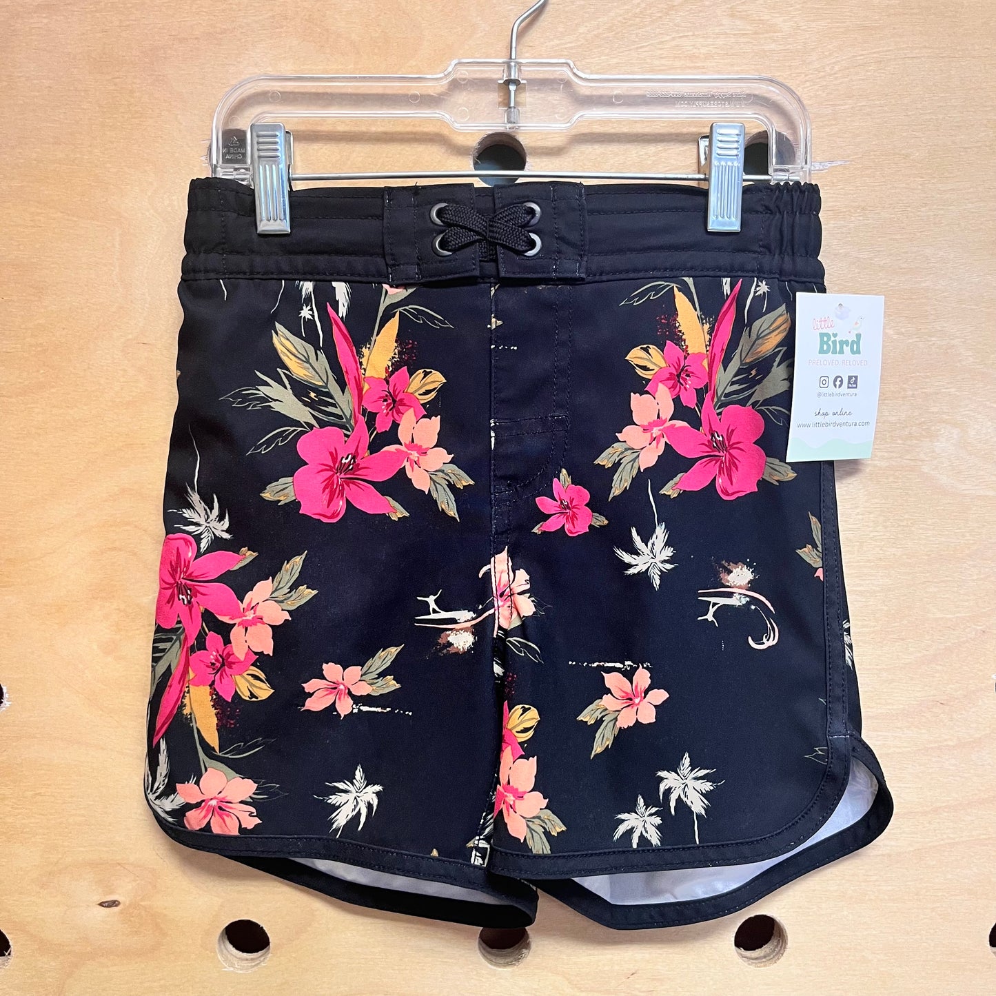 Black Floral Swim Trunks