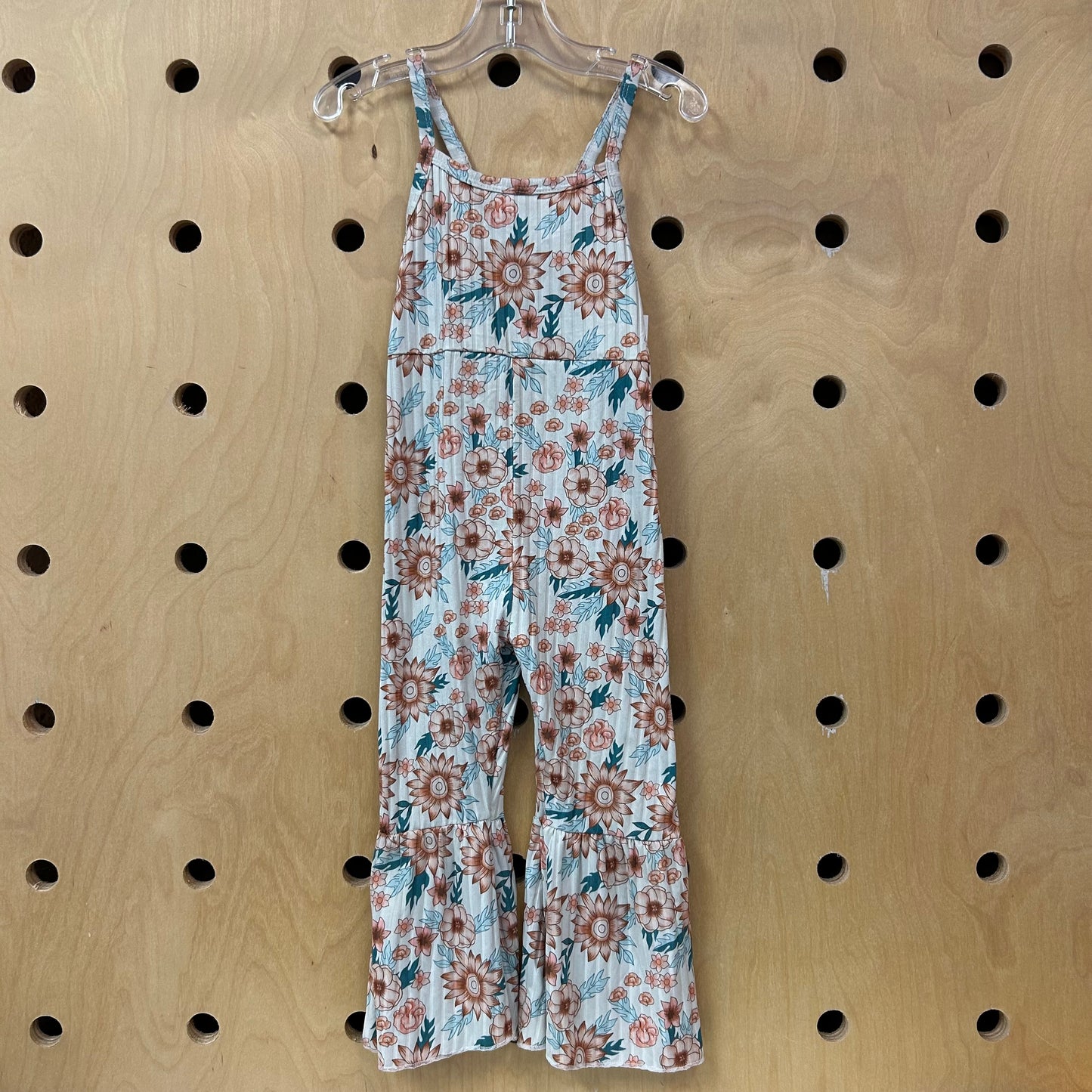 White Floral Ribbed Romper