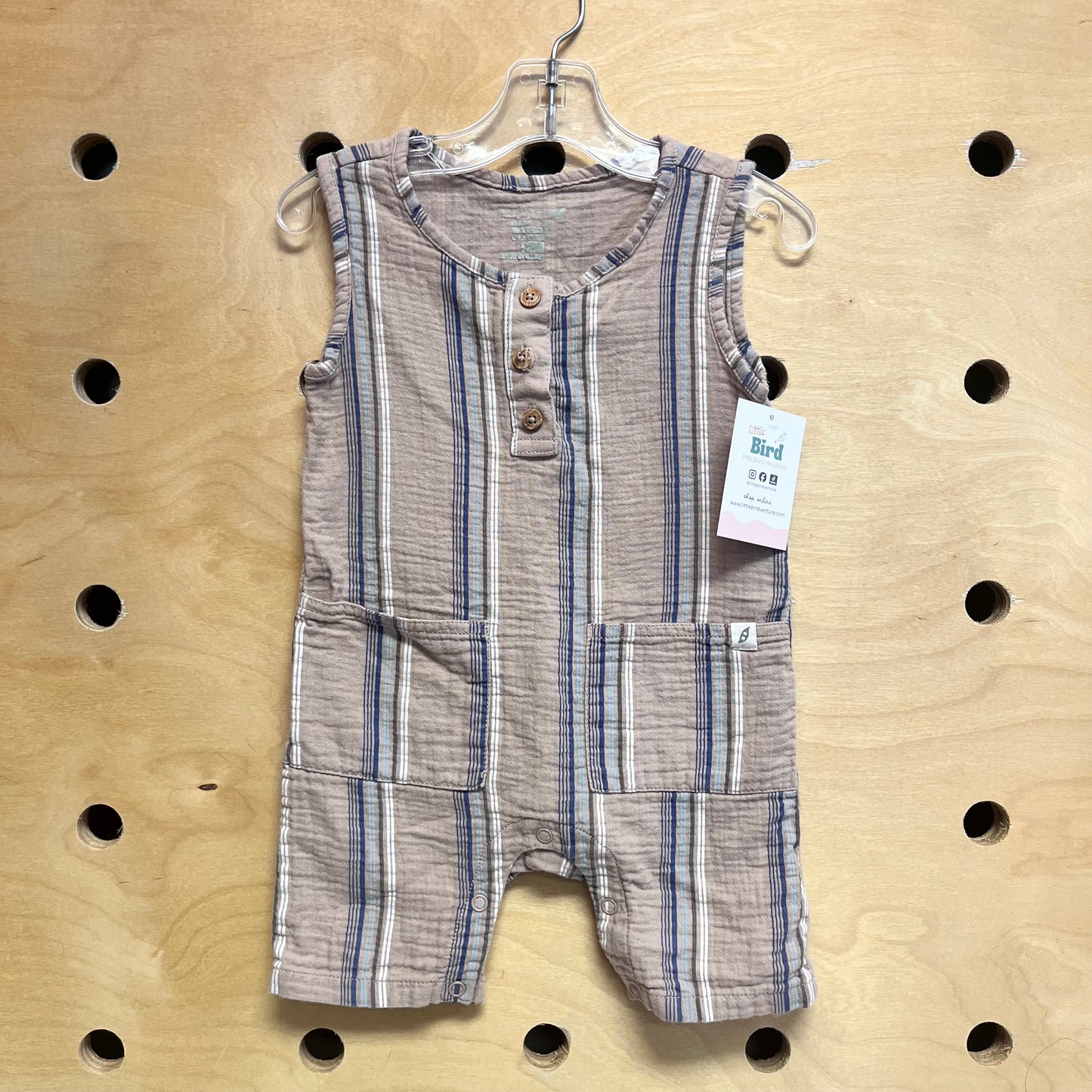 Brown/Blue Stripes Romper