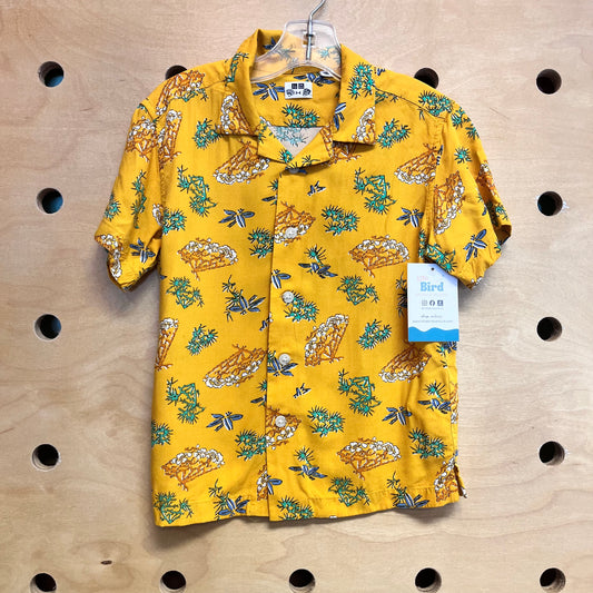 Yellow Coral Button Up Tee