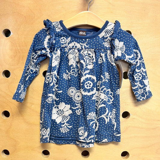 Blue Spotty Floral Dress