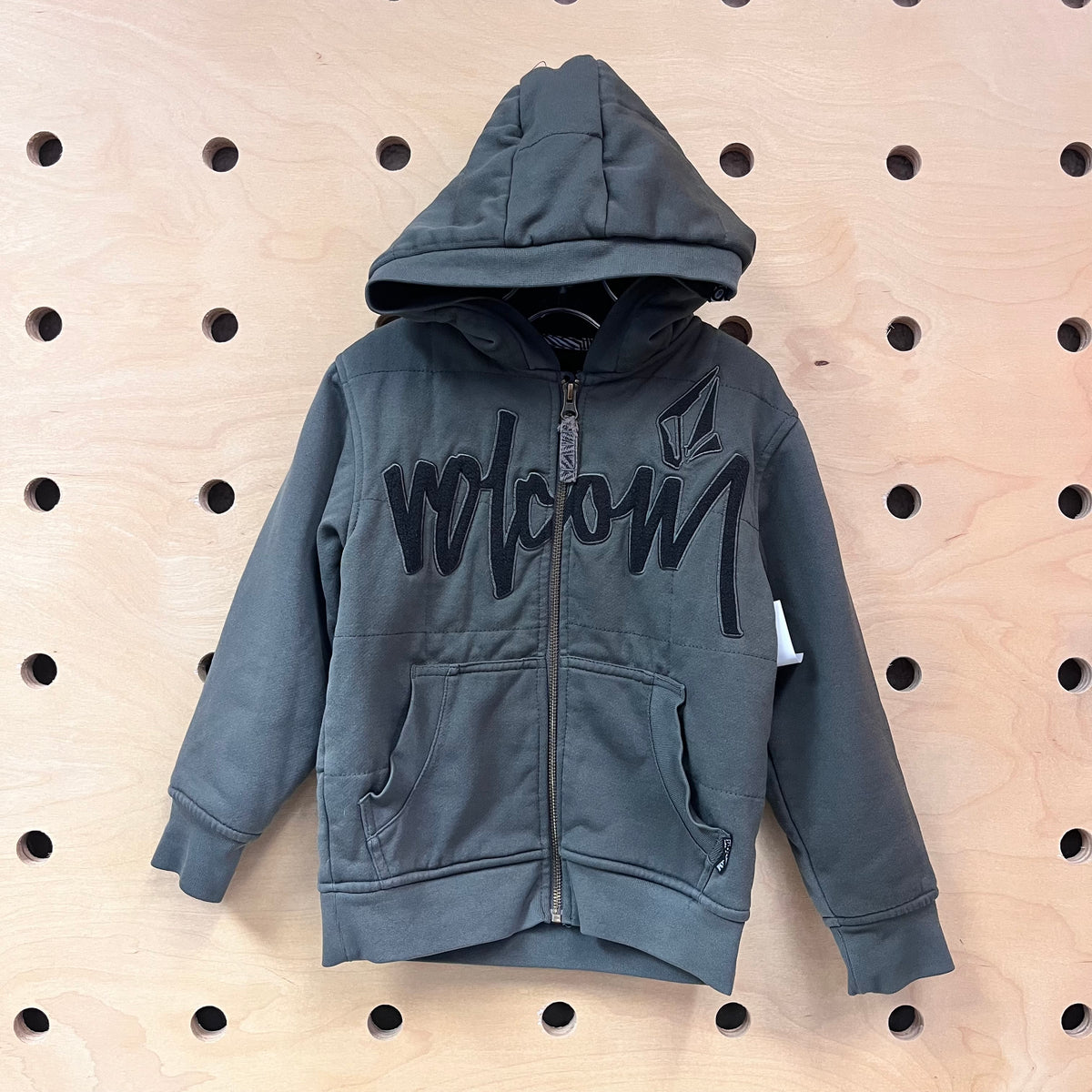 Lined Green Logo Zip Hoodie