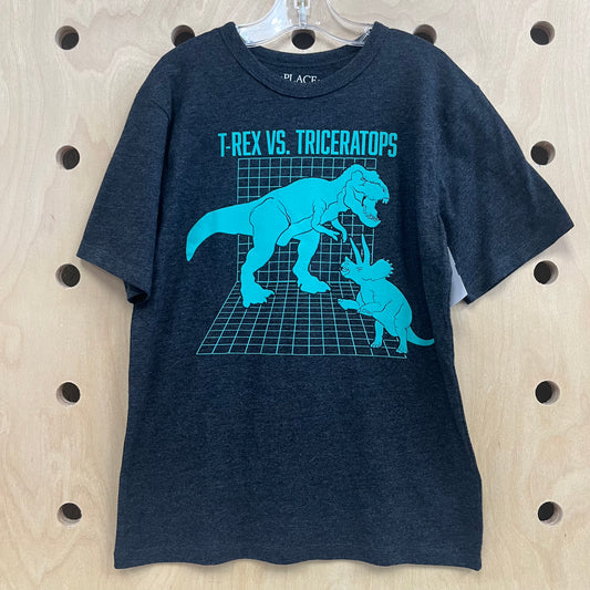 Grey T-Rex vs Triceratops Tee