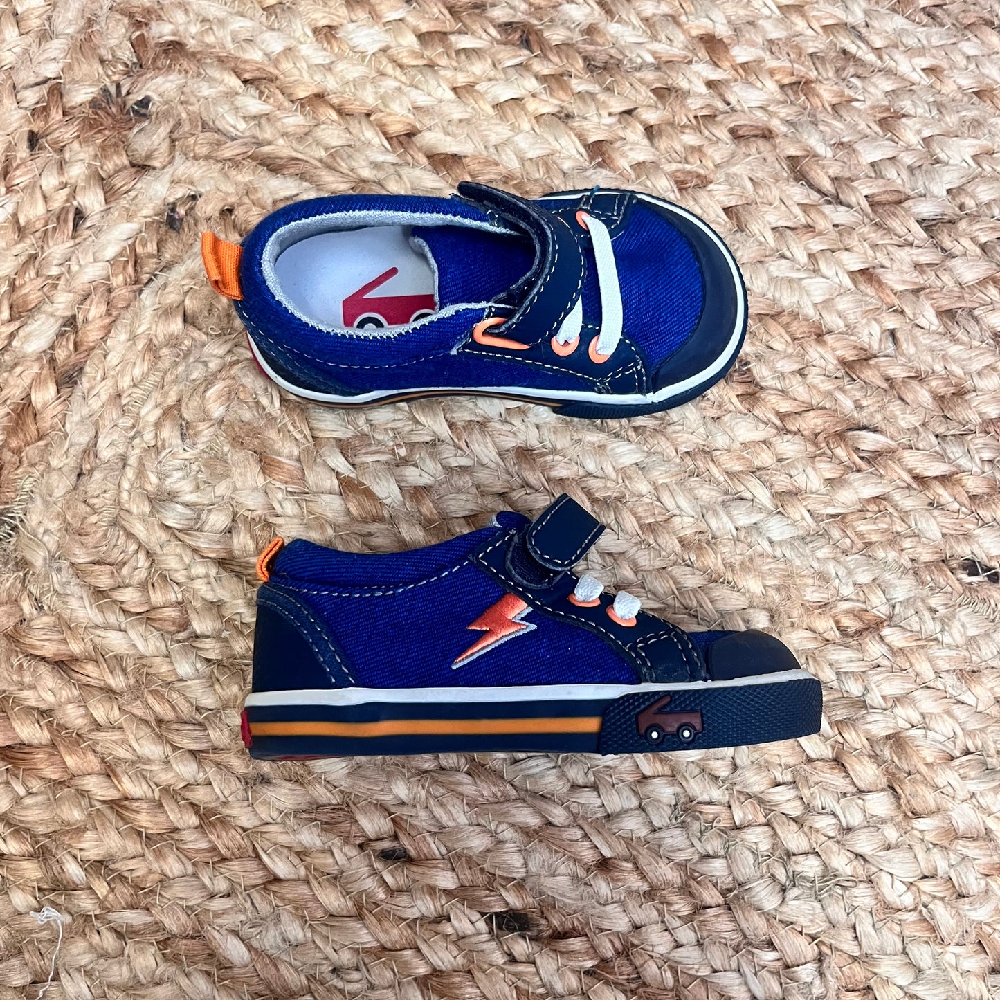 Blue & Orange Bolt Velcro Sneakers