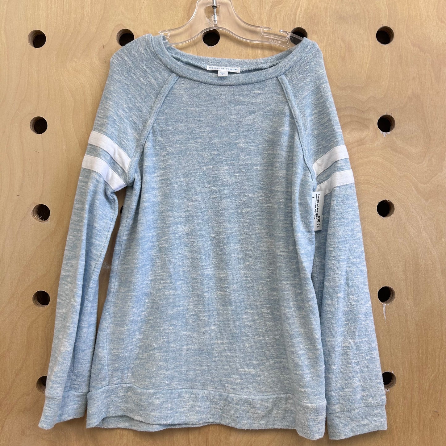 Soft Heathered Blue Ringer Pullover