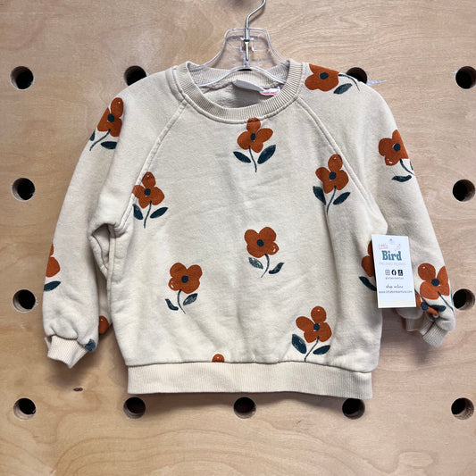 Cream/Orange Floral Pullover