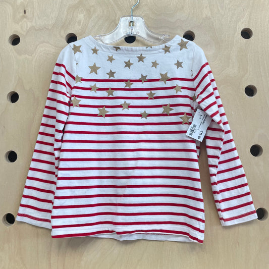 Red Striped + Gold Stars LS Top