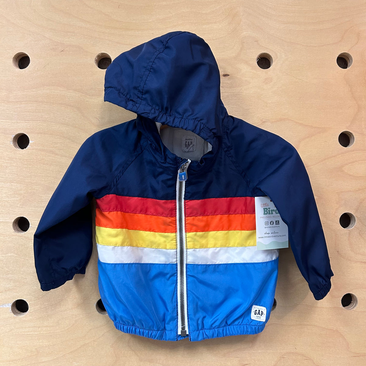 Blue Rainbow Nylon Zip Hoodie