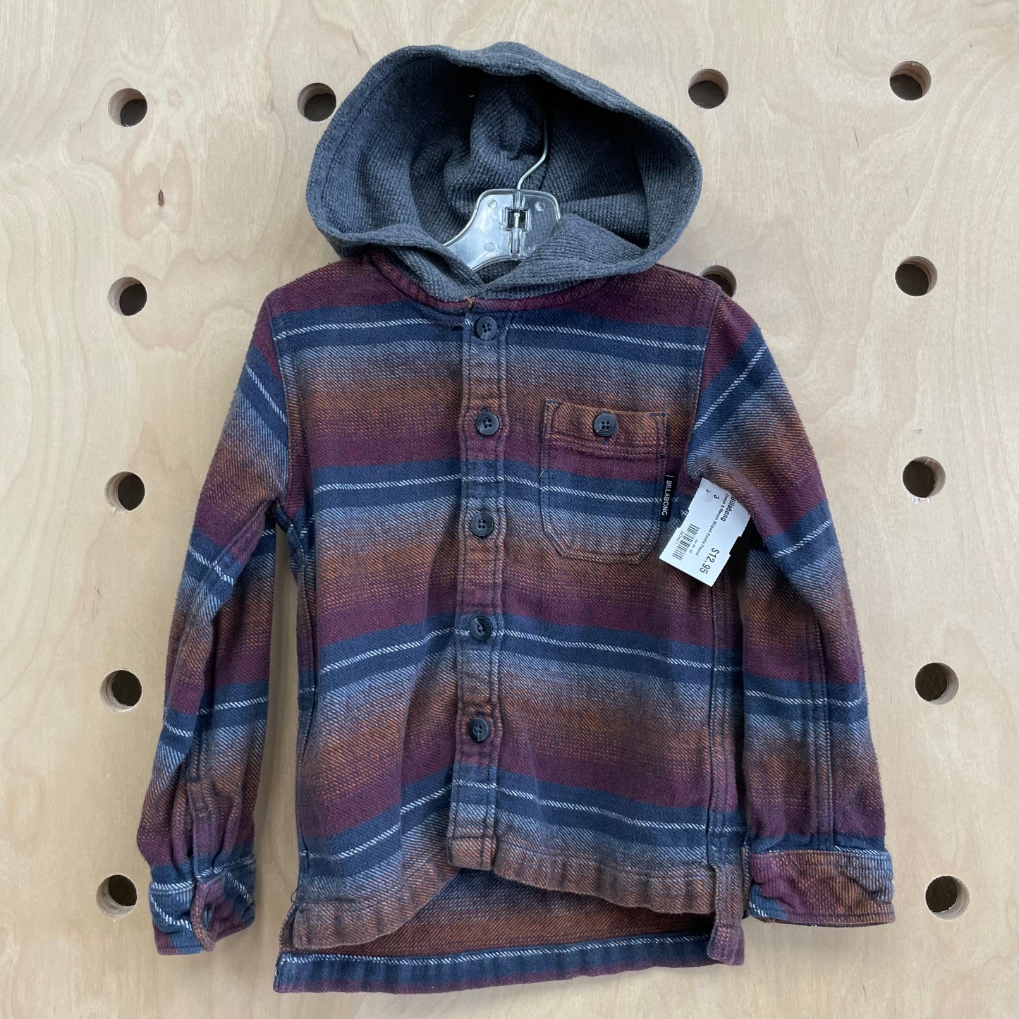 Orange & Maroon Striped Hoodie Flannel