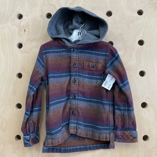 Orange & Maroon Striped Hoodie Flannel