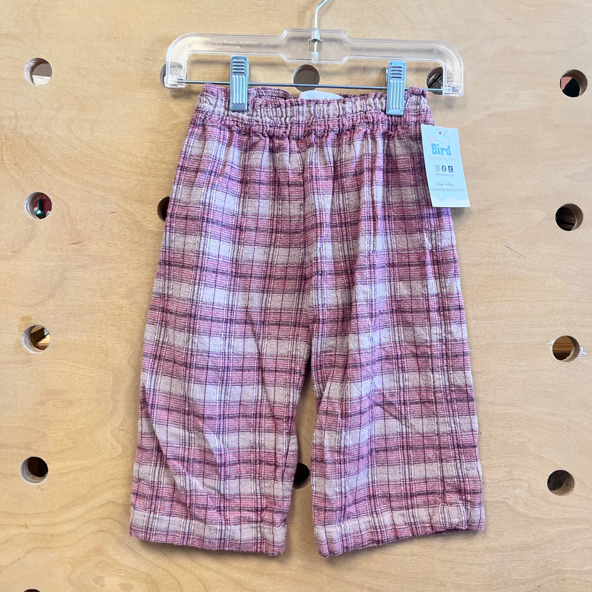 Pink/Cream Plaid Wide Leg Soft Pants