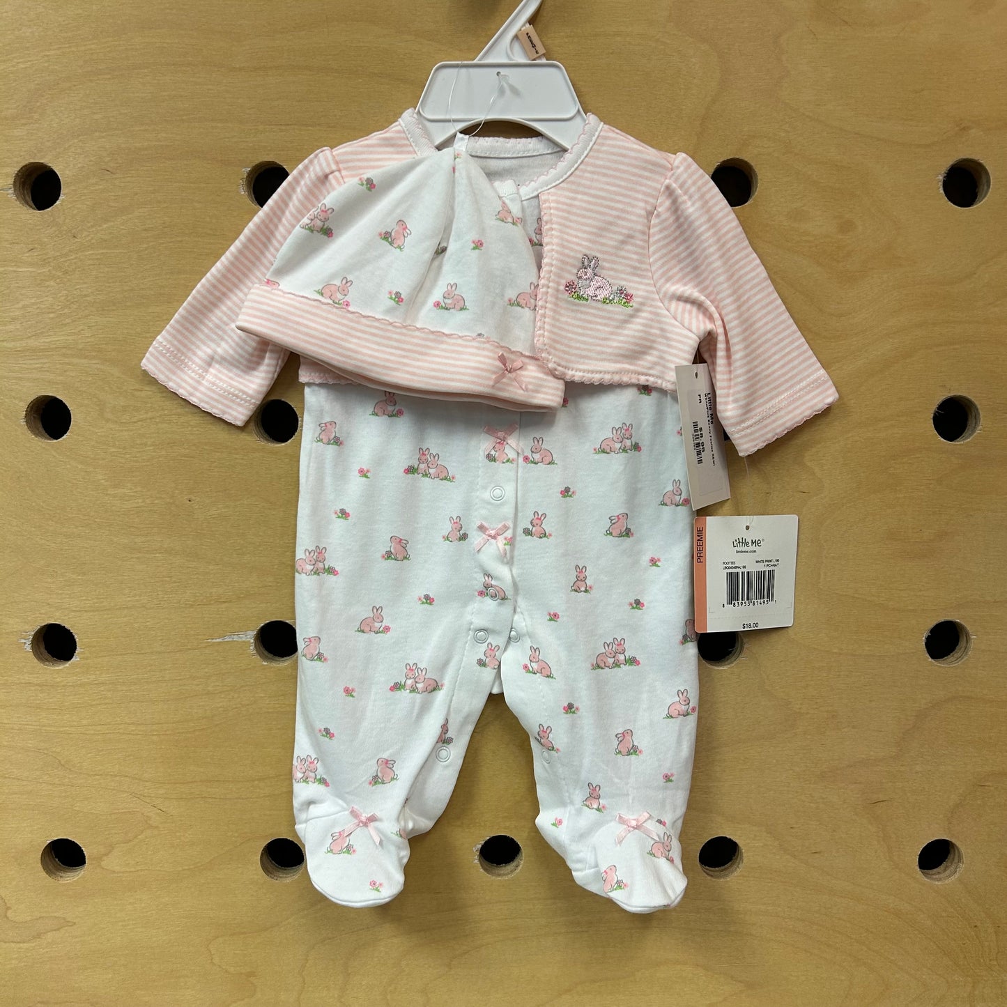 White/Pink Bunny Footies NEW!