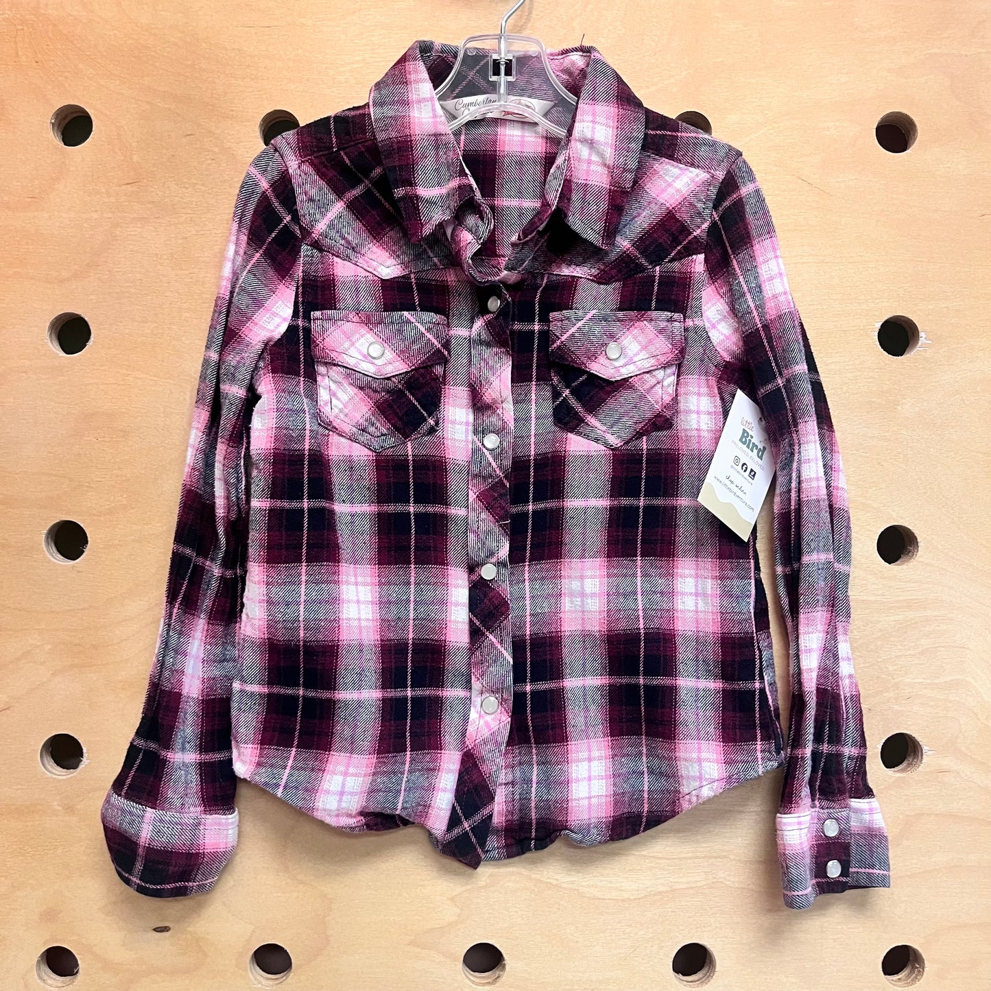 Maroon Plaid Western Snap Flannel