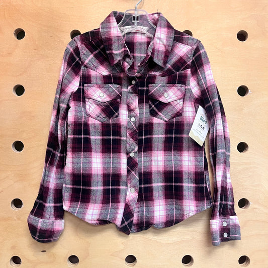 Maroon Plaid Western Snap Flannel