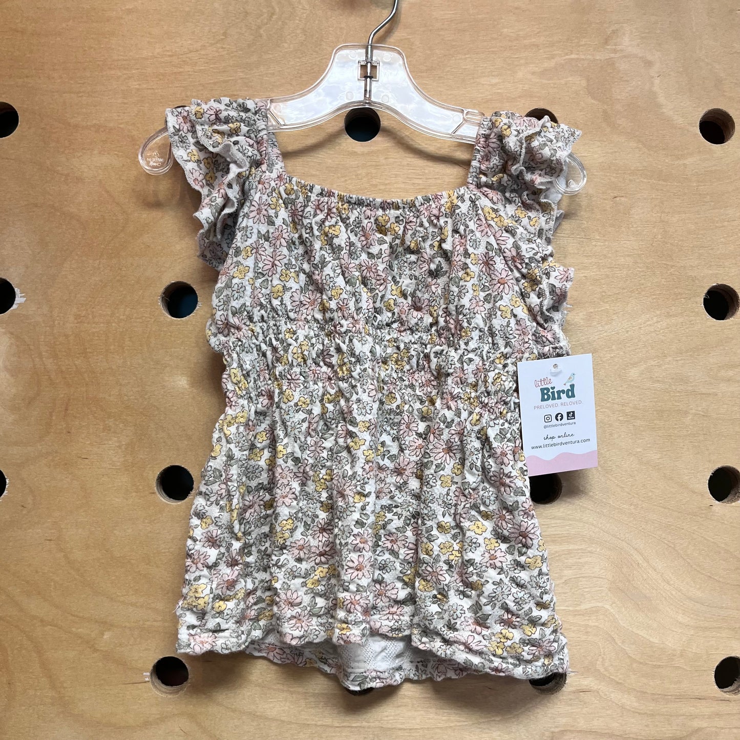 Organic Muted Floral Cinched Waist Tank