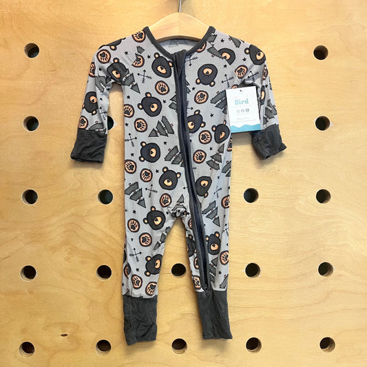 Grey Bears/Trees Bamboo Zippy