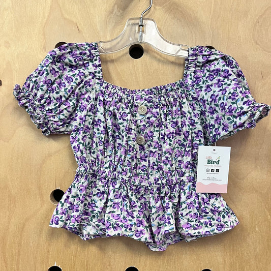 Cinched Purple Floral Top