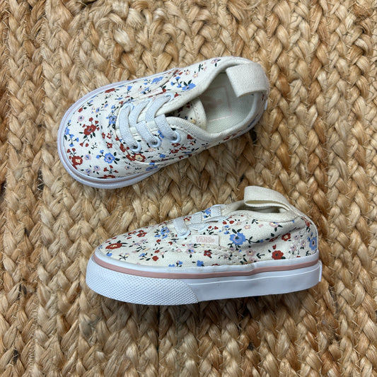 Cream Floral Print Slip On Shoes